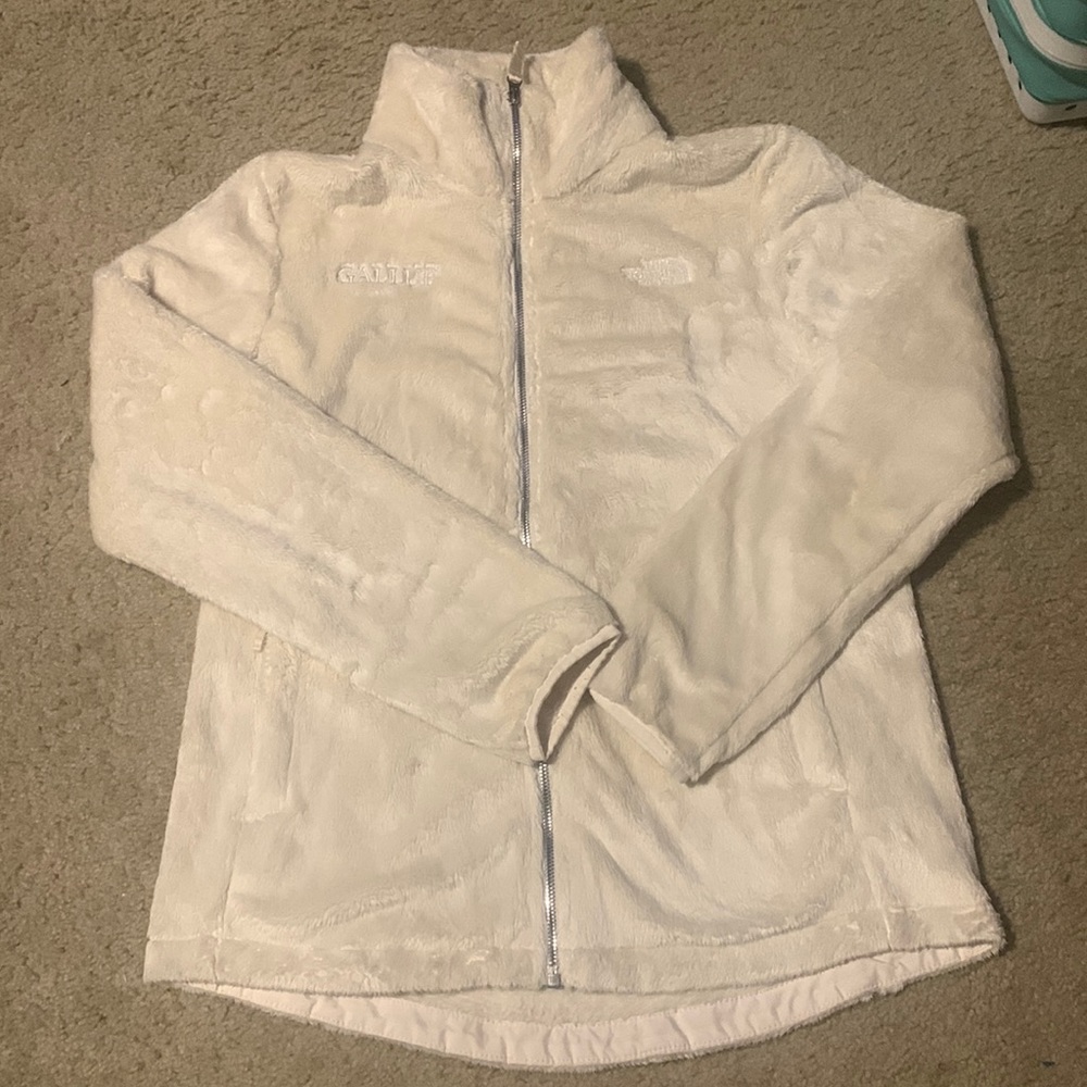 The North Face cream fleece full zip. Size medium.
